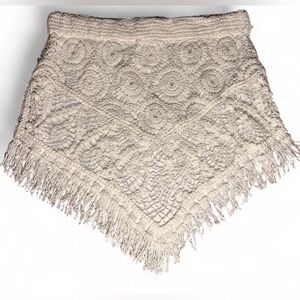 Surf Gypsy Cream Crochet designs triangle point skirt with fringe lining bottom